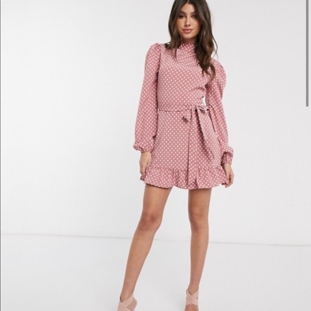 Pink polka dot dress